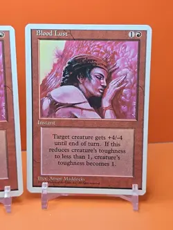 🔴🔴🔴 (3) 1995 Magic The Gathering BLOOD LUST 4TH EDITION PLAYED 🔴🔴🔴 - Image 4