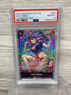 2025 ONE PIECE OP12-LEGACY OF THE MASTER ALTERNATE ART #087 NICO ROBIN PSA 10 - Image 1