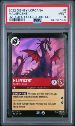 2022 DISNEY LORCANA PROMO #5 MALEFICENT - MONSTROUS DRAGON PSA 9 - Image 1
