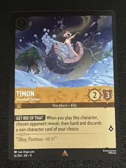 Disney Lorcana Winterspell Timon - Snowball Swiper Cold Foil 16/204 NM Rare - Image 1