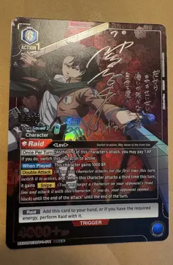 Attack on Titan Levi Autographed Union arena SR** UE10BT/AOT-1-011 Near Mint ENG - Image 2