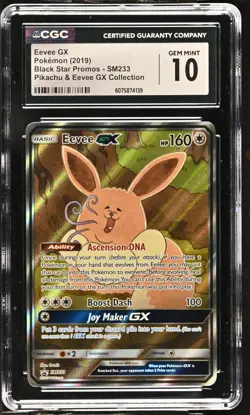 CGC 10 GEM MINT Eevee GX 2019 Black Star Promos SM233 Pokemon Card - Image 1