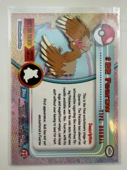 FEAROW #22 - BLUE Logo - NON-HOLO - SERIES 1 - TOPPS Pokemon Card - NM - Image 2