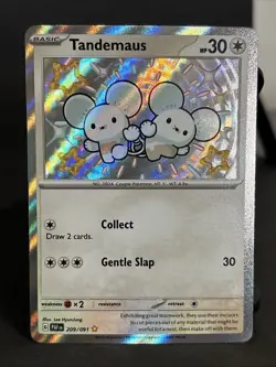 Pokemon TCG Tandemaus 209/091 SV Paldean Fates Shiny Rare Card - Image 1