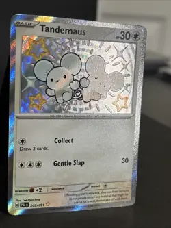 Pokemon TCG Tandemaus 209/091 SV Paldean Fates Shiny Rare Card - Image 2