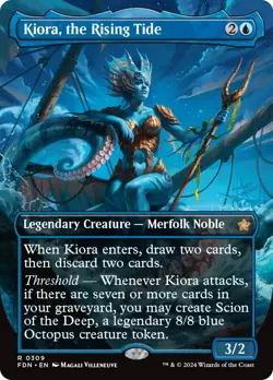 Kiora, the Rising Tide (Borderless) [Foundations] Foil Near Mint - Image 1
