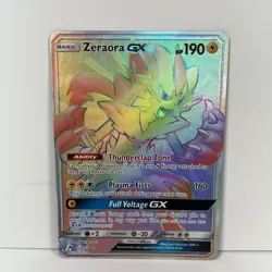 Pokemon Zeraora GX RAINBOW Secret Rare 221/214 Lost Thunder Holo TCG - Image 1