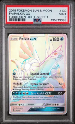 2018 POKEMON SUN & MOON FORBIDDEN LIGHT SECRET #132 FULL ART/PALKIA GX PSA 9 - Image 1