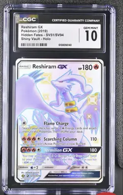Pokemon Reshiram GX SV51/SV94 Hidden Fates Shiny Vault English CGC 10 Gem Mint - Image 1