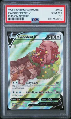 2021 POKEMON SWORD & SHIELD FUSION STRIKE #257 FULL ART/GREEDENT V PSA 10 - Image 1