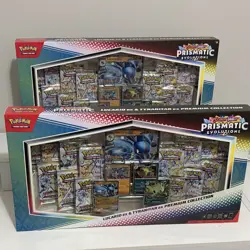 2 Pokemon Prismatic Evolutions Lucario ex & Tyranitar ex Premium Collection Box - Image 1