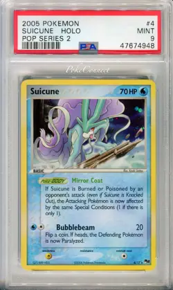 PSA 9 MINT Pokemon Suicune Holo Rare POP Series 2 #4/17 Nintendo Promo - Image 1