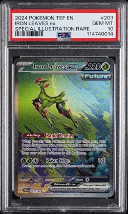 2024 POKEMON TEF EN-TEMPORAL FORCES #203 IRON LEAVES EX PSA 10 - Image 1