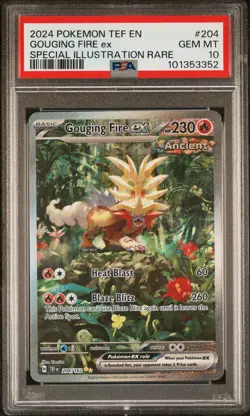 2024 POKEMON TEF EN-TEMPORAL FORCES #204 GOUGING FIRE EX PSA 10 - Image 1