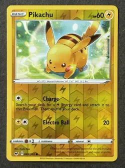 Pokemon TCG Pikachu 065/202 Swsh01 Sword & Shield Reverse Holo Basic 60HP 2020 - Image 1