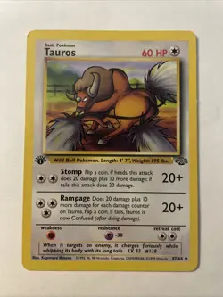 Pokemon TCG Tauros 1st Edition Jungle 47/64 WOTC - Image 1