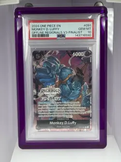 2024 ONE PIECE OFFLINE REGIONALS PACK VOL.3 091 MONKEY D. LUFFY FINALIST PSA 10 - Image 1