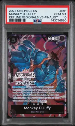 2024 ONE PIECE OFFLINE REGIONALS PACK VOL.3 091 MONKEY D. LUFFY FINALIST PSA 10 - Image 2