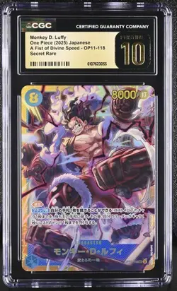 CGC 10 PRISTINE Japanese One Piece 2025 Monkey D. Luffy OP11-118 Fist of Divine - Image 1