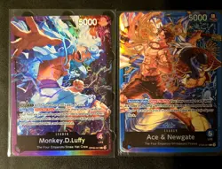 ONE PIECE CCG LOT OF 3 HOLO LEADERS LUFFY Op09-061, ACE & NEWGATE CROCODILE NM - Image 2