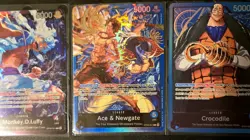 ONE PIECE CCG LOT OF 3 HOLO LEADERS LUFFY Op09-061, ACE & NEWGATE CROCODILE NM - Image 3