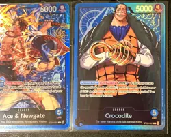 ONE PIECE CCG LOT OF 3 HOLO LEADERS LUFFY Op09-061, ACE & NEWGATE CROCODILE NM - Image 4