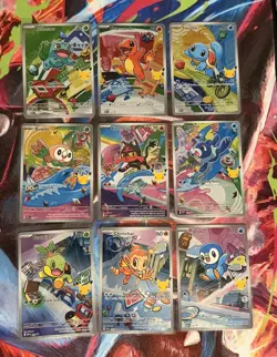 Pokemon 2026 First Partner Illustration Collection Promos - 9 Card Set - In Hand - Image 1
