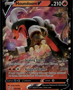Houndoom V Ultra Rare SWSH03: Darkness Ablaze 021/189 Fire Holofoil Pokemon Card - Image 1