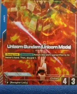 Gundam- Unicorn Gundam (Unicorn Mode) R+ Card - Image 4