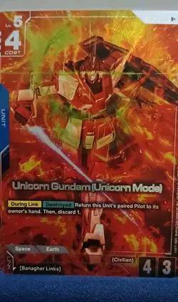 Gundam- Unicorn Gundam (Unicorn Mode) R+ Card - Image 5
