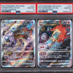 PSA 10 MEWTWO 221/172 & CHARIZARD 212/172 | VSTAR Universe Graded Pokemon Card - Image 1