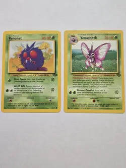 Pokemon TCG Venonat 63/64 and Venomoth 29/64 Rare Jungle Set Lot of 2 Cards 1999 - Image 1