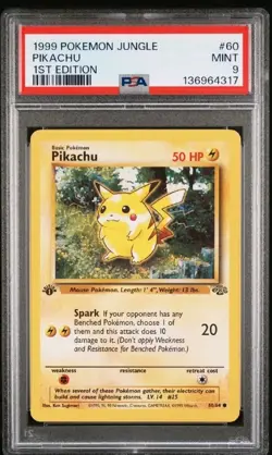 PSA 9 MINT Pokemon 1st Edition Jungle Pikachu 60/64 - Image 1