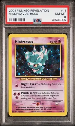 2001 Pokemon Neo Revelation Holo Misdreavus #11 PSA 8 NM-MT - Image 1