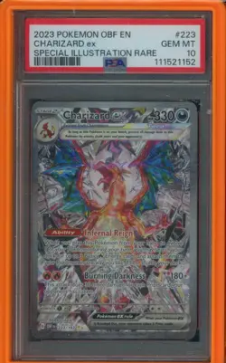 Pokemon Charizard ex 223/197 Obsidian Flames EN PSA 10 Special Illustration Rare - Image 1