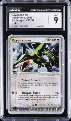 2003 POKEMON EX DRAGON HOLO #97 RAYQUAZA EX CGC 9 - Image 1