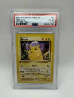 Pokemon Pikachu TCG Base Set 1st Edition Common Card 58/102 FRENCH PSA 4 - Image 1