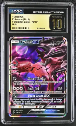 Pokemon Yveltal GX 79/131 Ultra Rare Forbidden Light - CGC 10 PRISTINE - Image 1