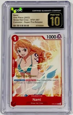 2022 One Piece Nami ST01-007 Super Pre-Release CGC 10 Pristine Straw Hat English - Image 1