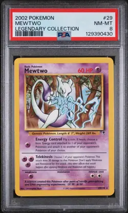 2002 Mewtwo 29/110 PSA 8 - Legendary Collection Non Holo Rare Pokemon Card - Image 1