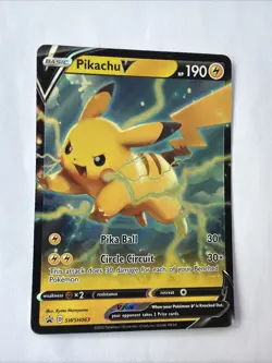 Pokemon Pikachu v TCG Sword & Shield SWSH063 Holo Promo Card NM Condition - Image 1
