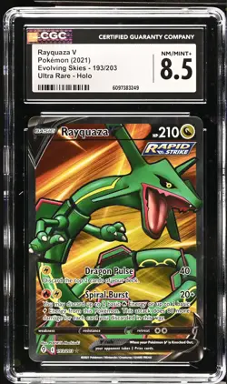 RAYQUAZA V Evolving Skies Holo Rare #193 CGC 8.5 Pokemon [Nostalgium] - Image 1
