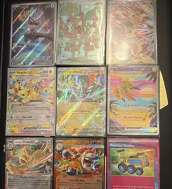 Pokemon 9 Holo EX/GX Cards Lot Featuring Pikachu, Tapu Koko, Tyranitar - Image 1