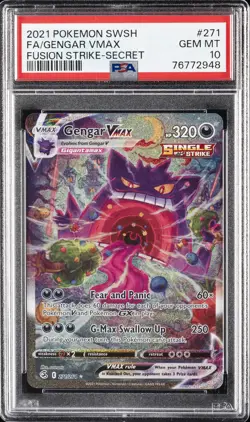 2021 POKEMON SWORD & SHIELD FUSION STRIKE SECRET FULL ART/GENGAR VMAX PSA 10 - Image 1