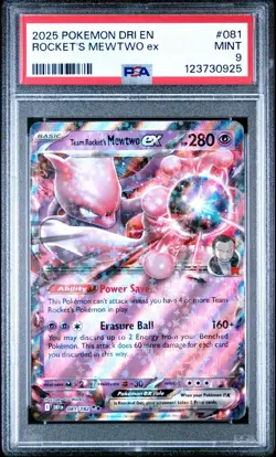 2025 POKEMON DRI EN ROCKET'S MEWTWO ex PSA 9 MINT! - Image 1