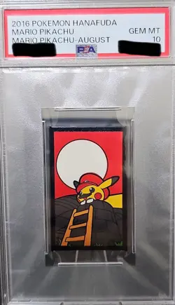 2016 POKEMON HANAFUDA MARIO PIKACHU AUGUST MARIO PIKACHU PSA 10 - Image 1