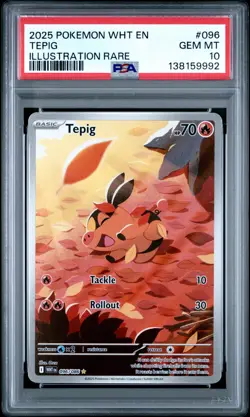 2025 POKEMON WHT EN-WHITE FLARE ILLUSTRATION RARE #096 TEPIG PSA 10 - Image 1