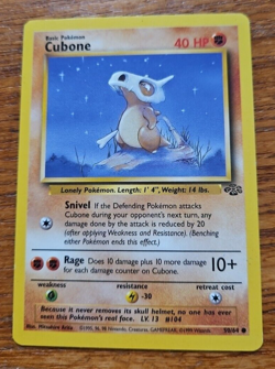 Pokemon TCG 1999 Wizards Of The Coast Cubone Jungle Set Common Card 50 Near Mint - Image 1