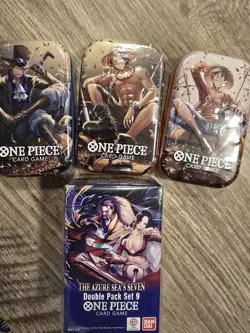 One Piece OP-13 Tin Set Vol 2 (3 Tins) Plus OP-14 Double Pack Set 9 SEALED ENG - Image 1