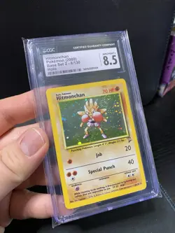 Pokemon Hitmonchan Holo Rare 008/130 Base Set 2 English 2000 CGC 8.5 Graded Card - Image 2